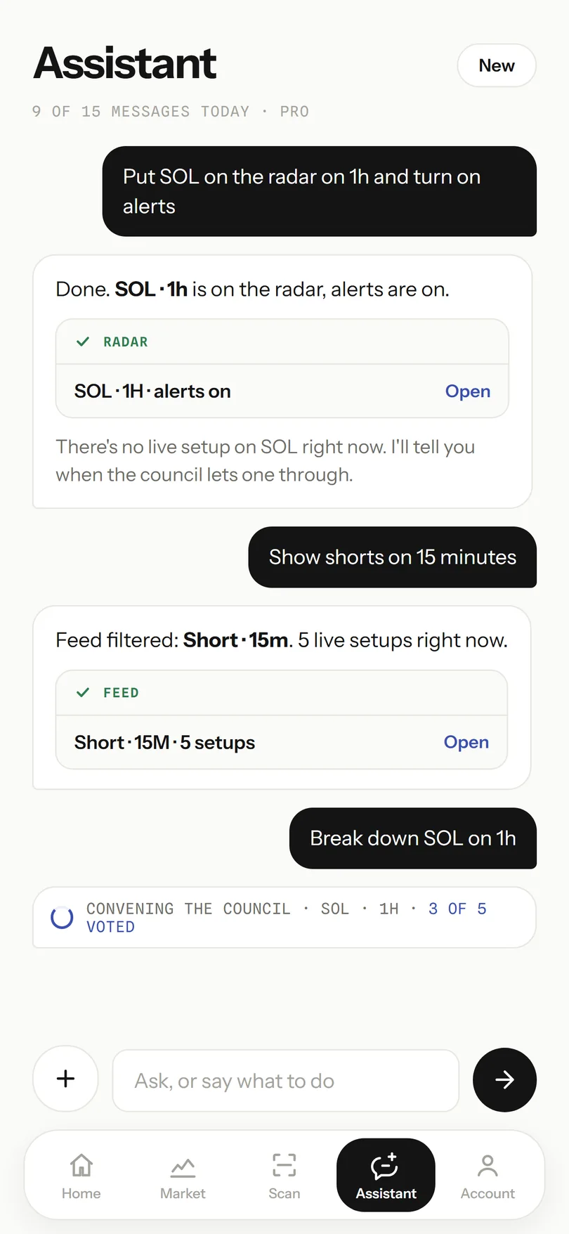 Insydr assistant puts a pair on the radar and filters the feed on request