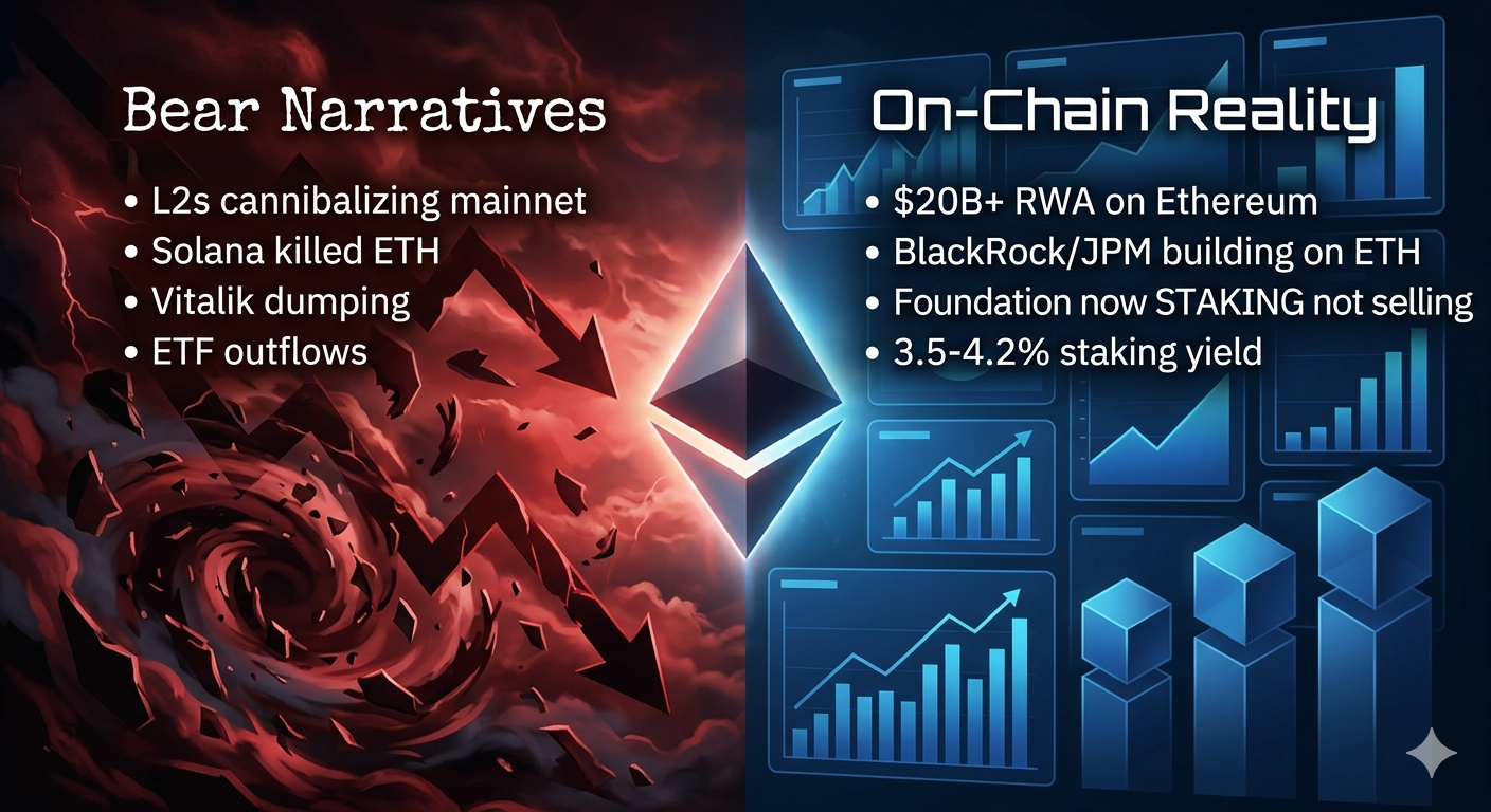 Ethereum bearish narratives versus actual on-chain data comparison